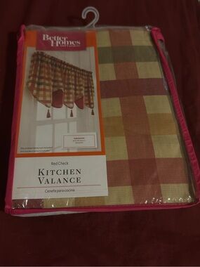 Better Homes And Gardens Red and Gold Check Kitchen Valance